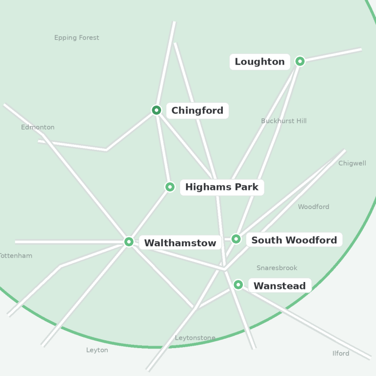 Map showing mortgage advice coverage around Walthamstow